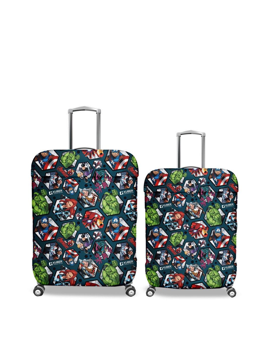 Kuber Industries Set Of 2 Marvel Avengers Printed Water Resistant Luggage Cover