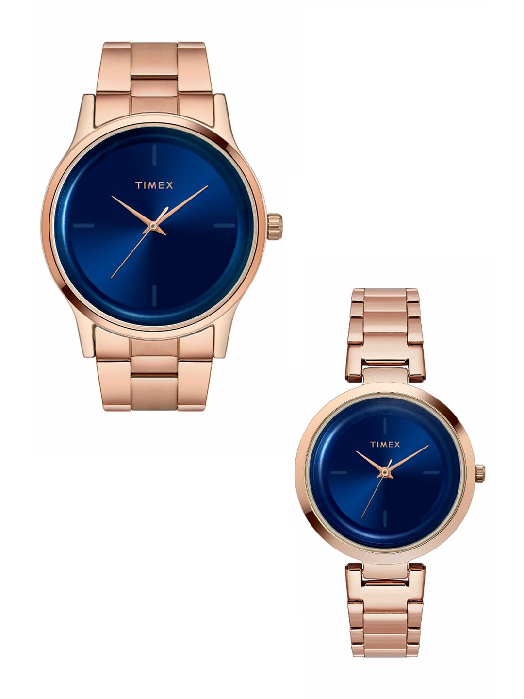 Timex Set Of 2 Stainless Steel Bracelet Style Straps Analogue His & Her Watch TW00PR296