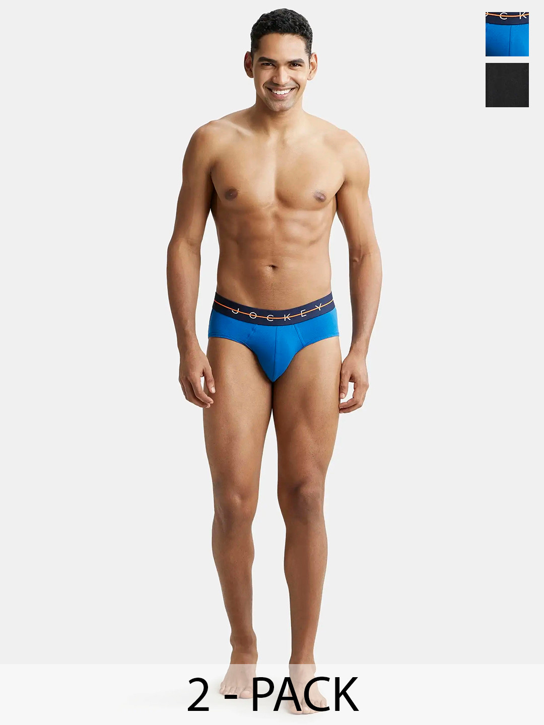 Jockey Pack Of 2 Super Combed Cotton Stretch Solid Brief with Ultrasoft Waistband-NY15