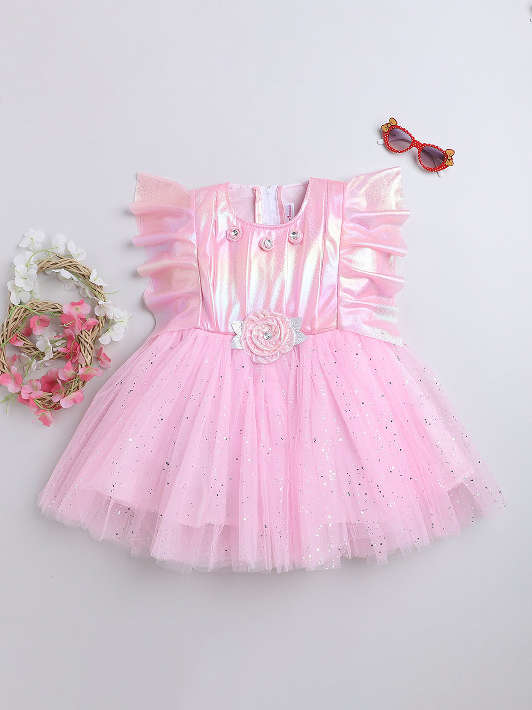 MANY FROCKS & Girls Embellished Tulle Net Fit & Flare Dress