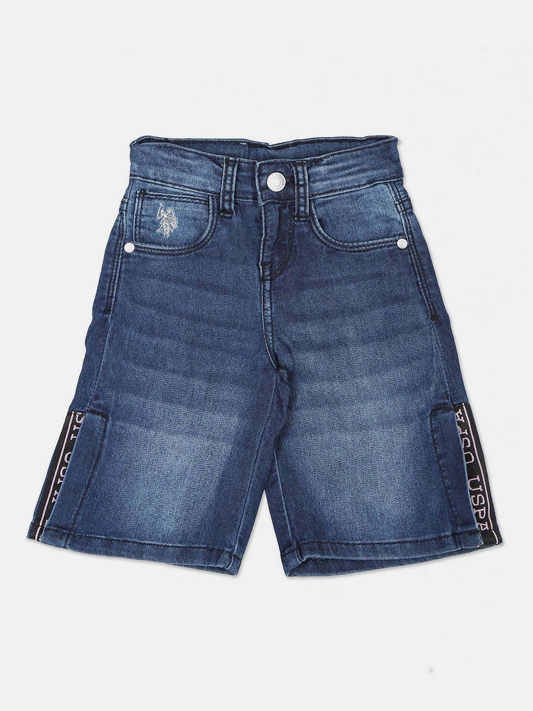 U.S. Polo Assn. Kids Girls Wide Leg Light Fade Side Slits Jeans