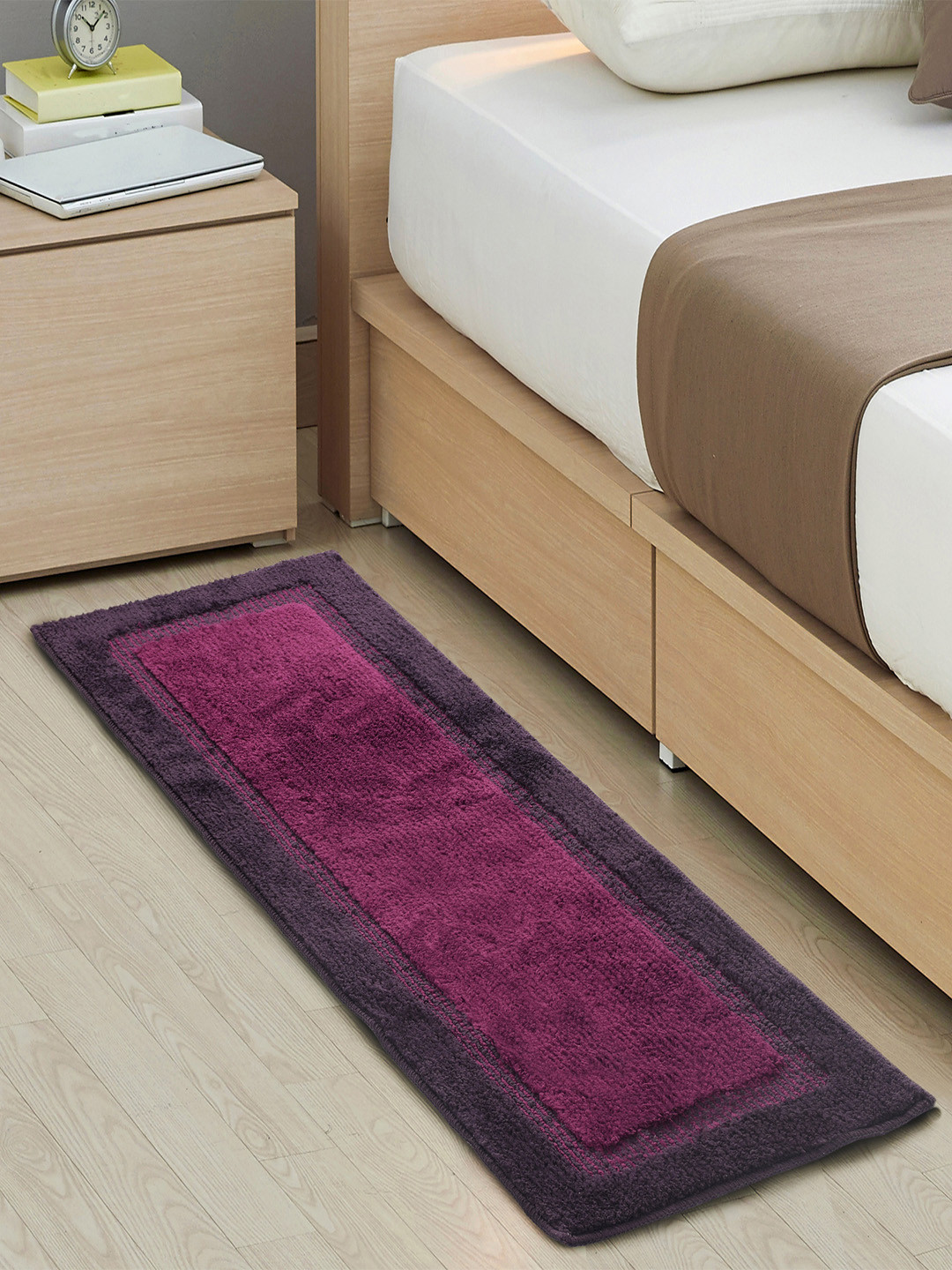 Saral Home Elyesse Purple Self-Design Rectangular Anti-Skid Runner