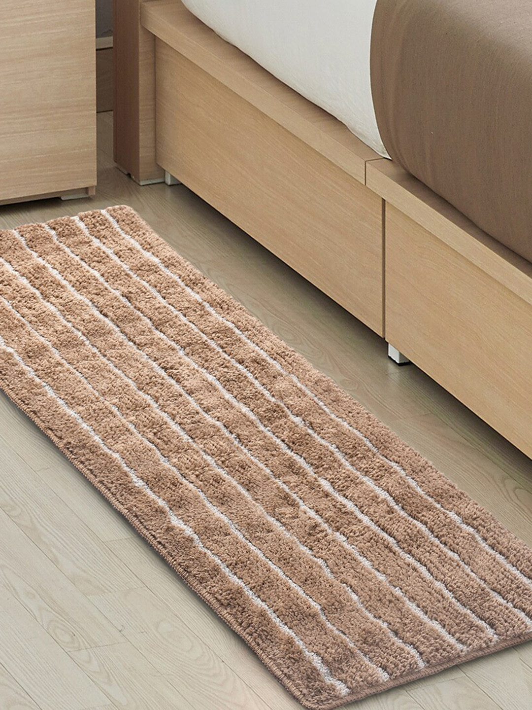 Saral Home Power Runner Beige & White Striped Antiskid Runner
