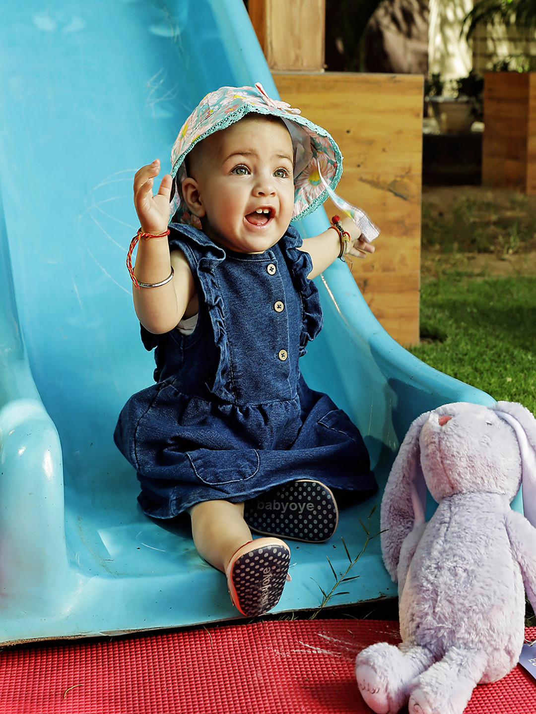 MiArcus Girls Ruffles Denim Fit & Flare Dress