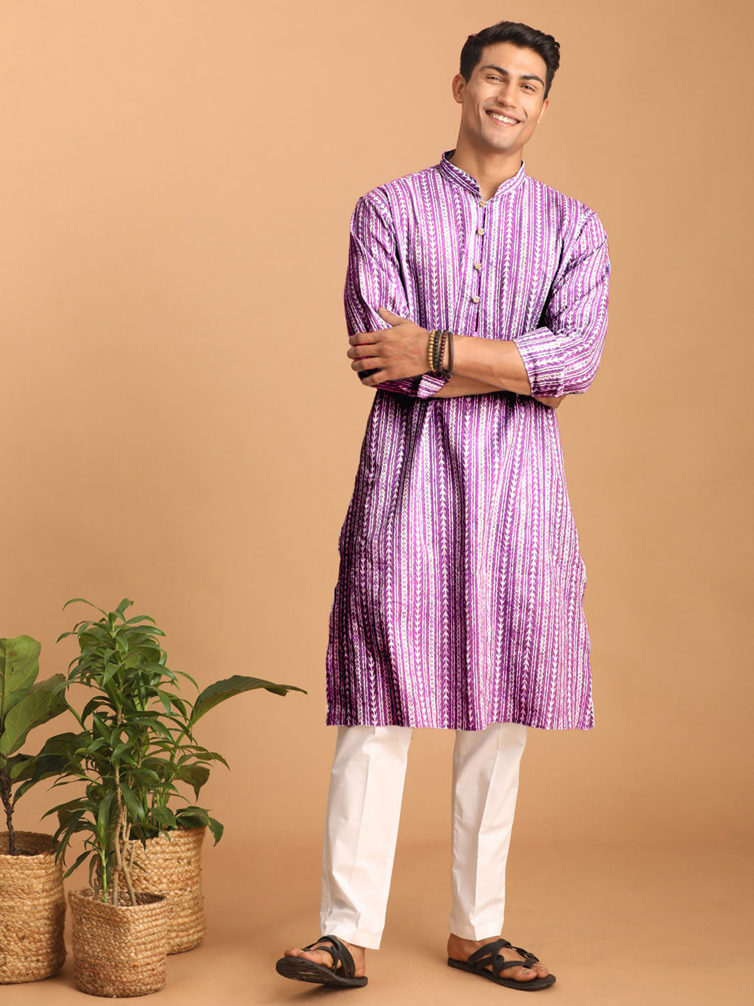 VASTRAMAY Ethnic Motifs Printed Batik Pure Cotton Sustainable Kurta with Pyjamas
