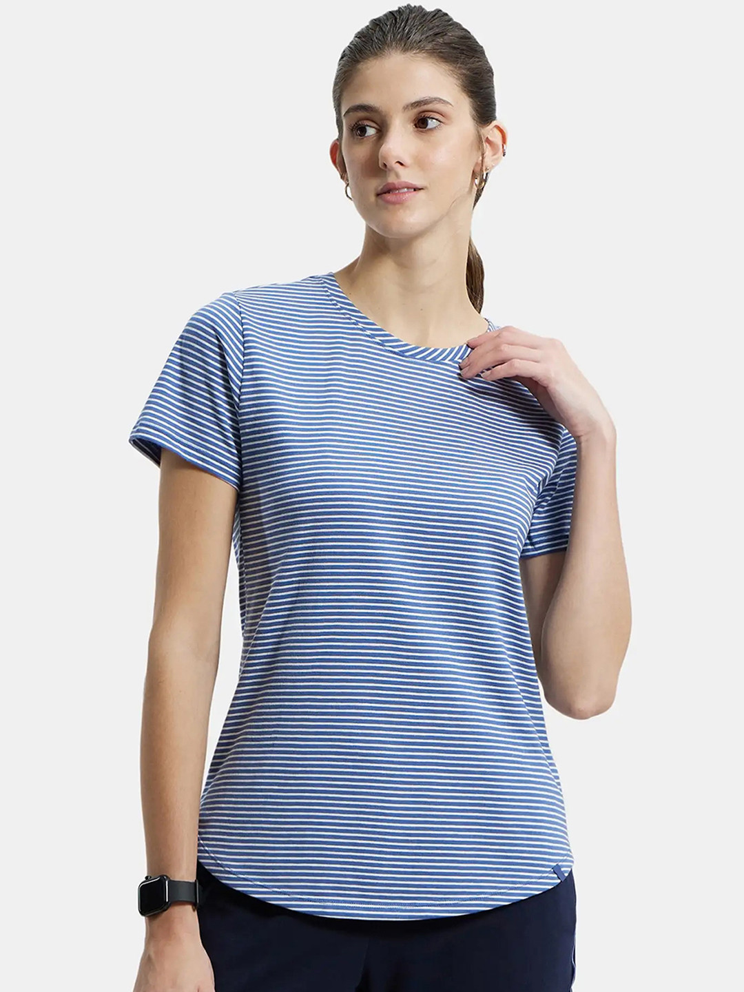 Jockey Super Combed Cotton Stripe Fabric Relaxed Fit T-shirt-A121