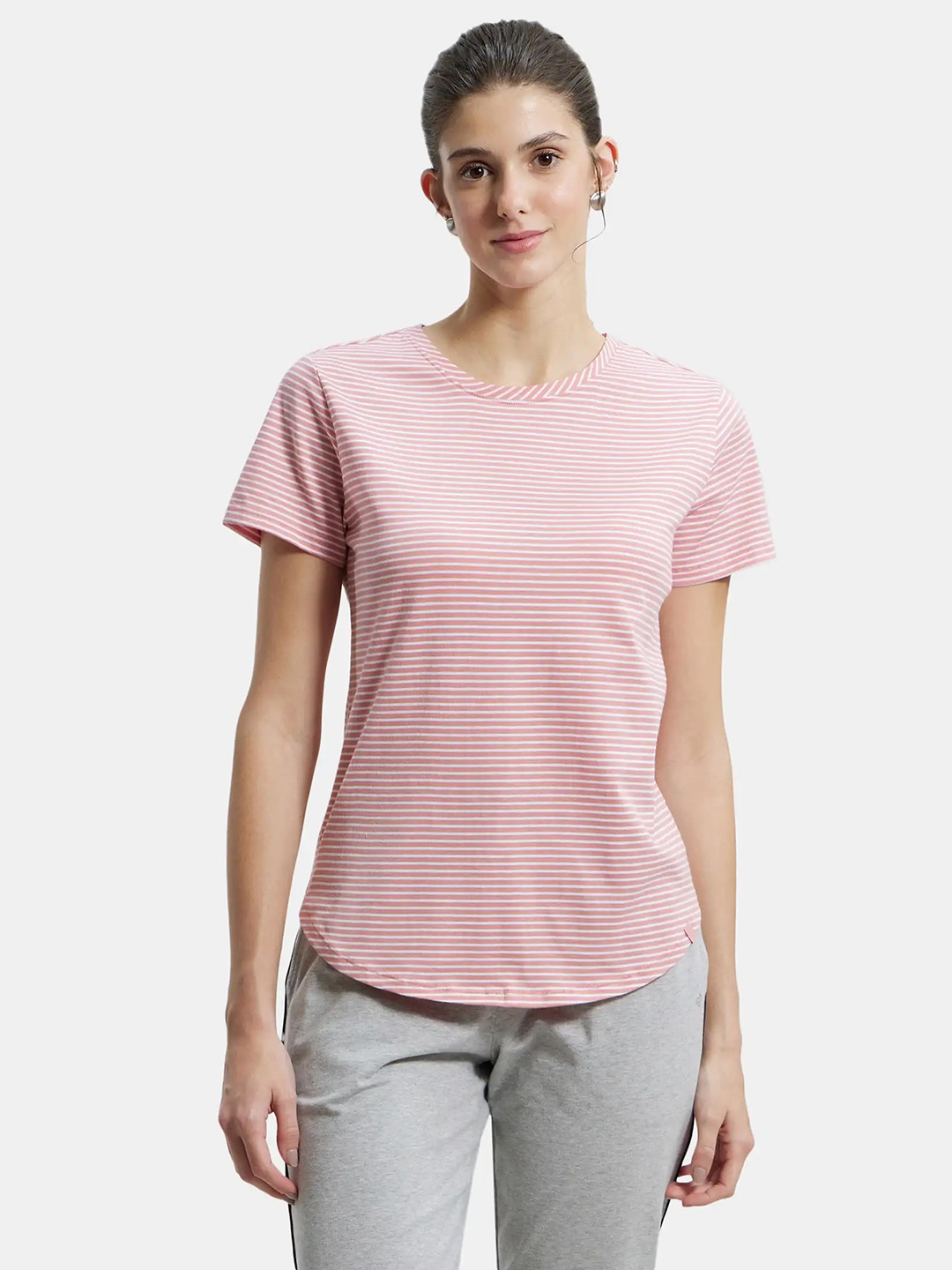 Jockey Super Combed Cotton Stripe Fabric Relaxed Fit T-shirt-A121