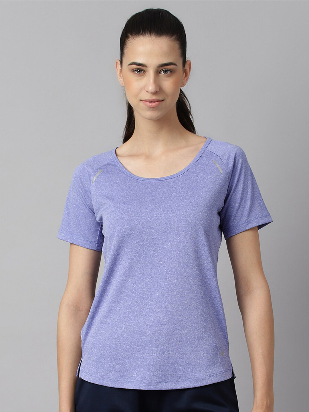 Alcis Women Bloom Heather Anti-Static Slim-Fit Round Neck Distance Training T-Shirt