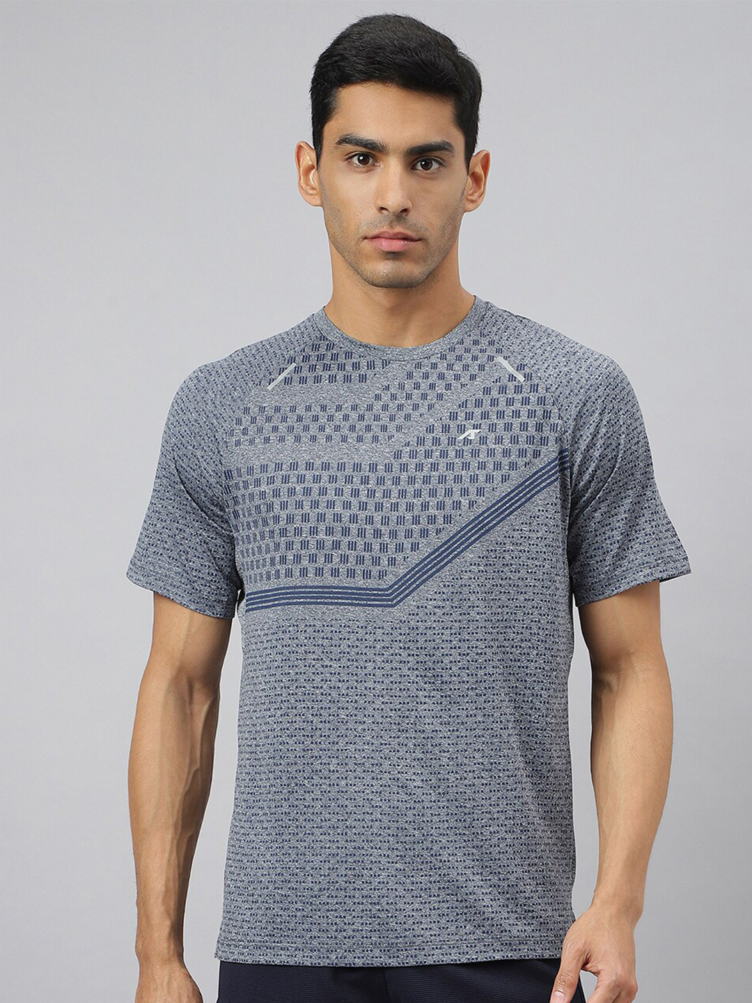 Alcis Men Heather Anti-Static Slim-Fit Round Neck Distance Running T-Shirt