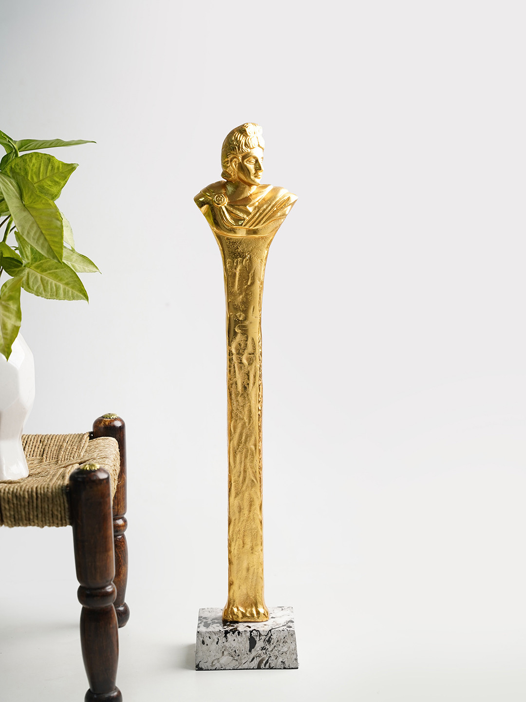 Folkstorys French Women Gold Metal Metallic Living Room Medium Showpiece - 30 Inches