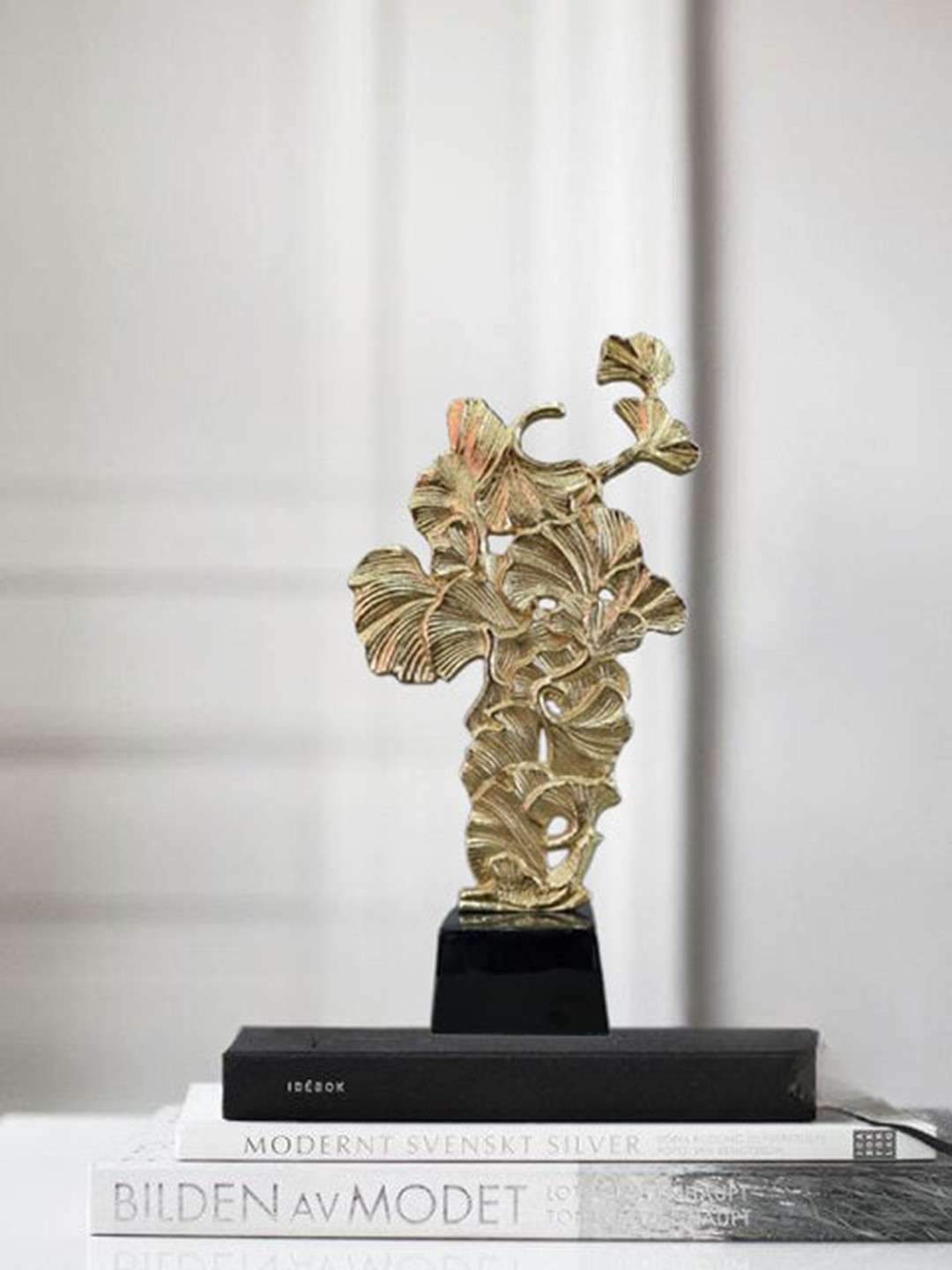 Folkstorys Valley of Flower Gold Metal Metallic Living Room Medium Showpiece - 15 Inches