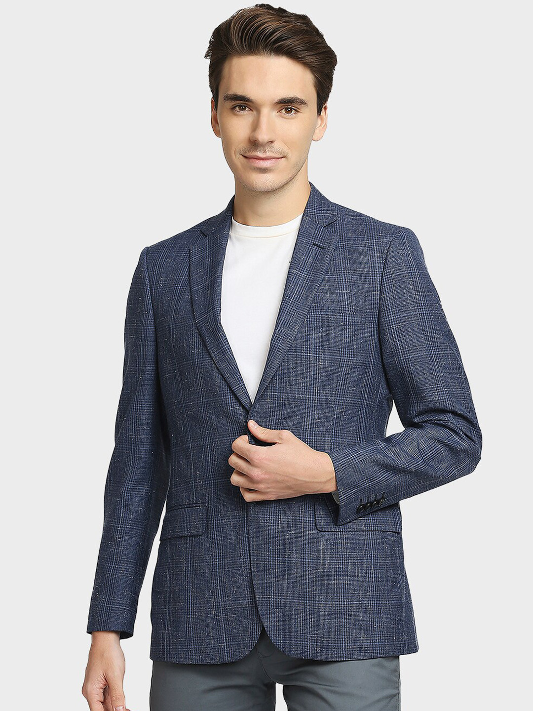 ColorPlus Redloop Power Blazers Checked Single-Breasted Regular Fit Formal Blazer