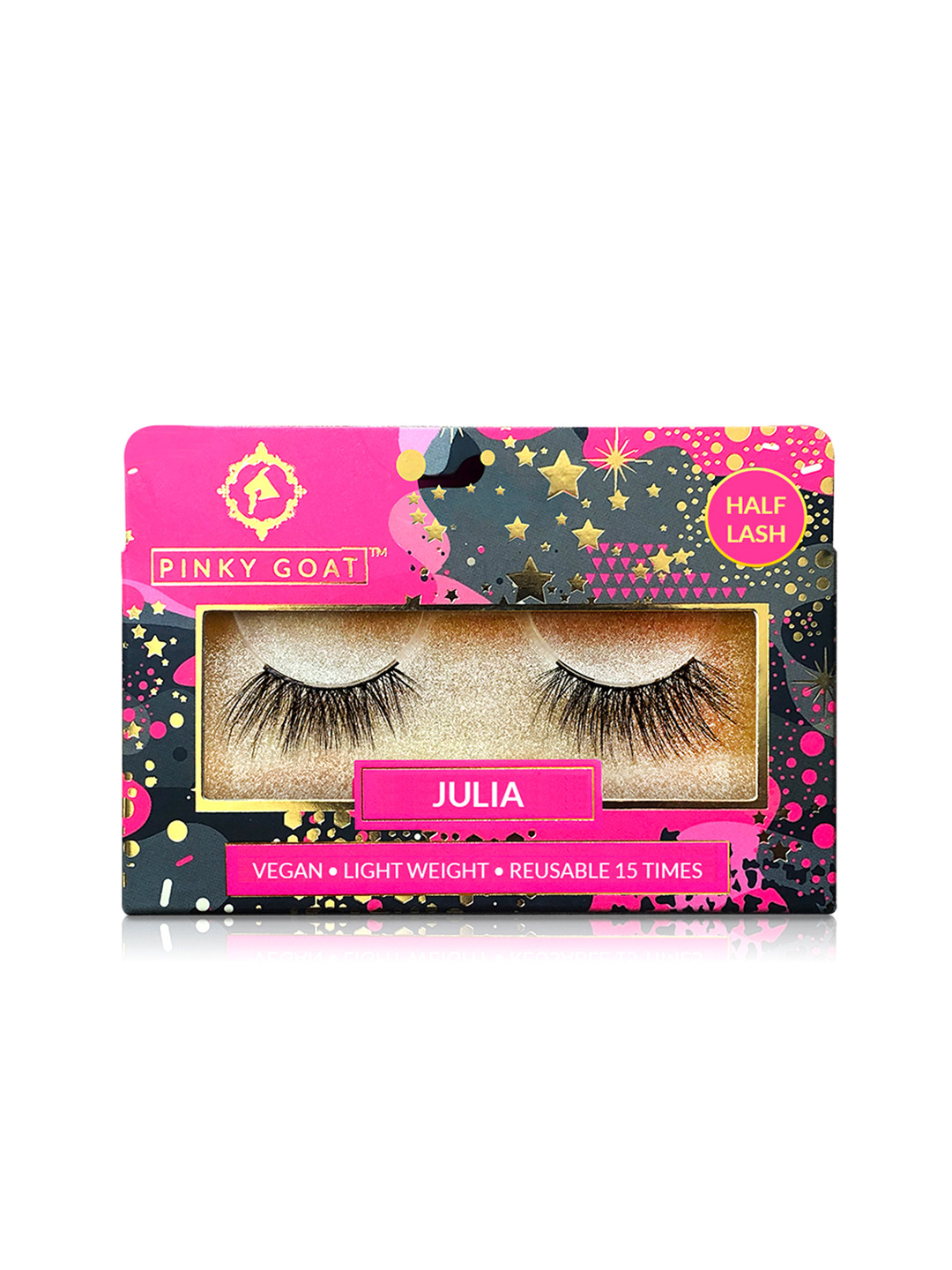 Pinky Goat Black Lightweight & Vegan Reusable Natural False Eyelashes - Julia
