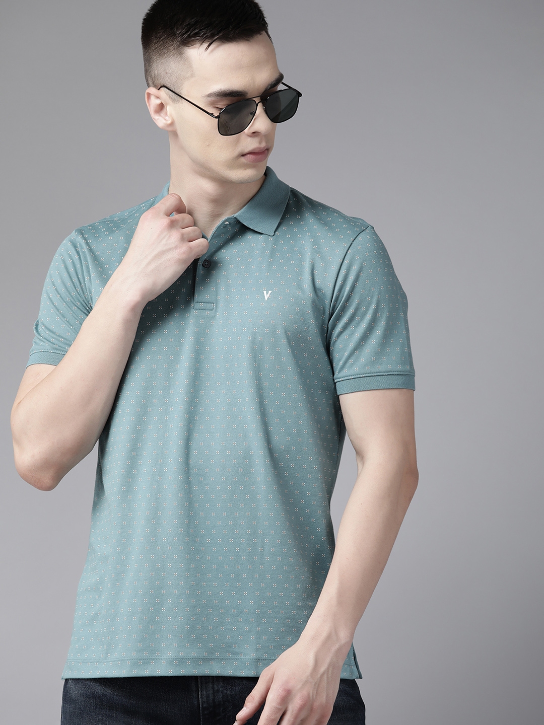 Van Heusen Men's Printed Short Sleeve Button-Down Shirt - Gray XXL