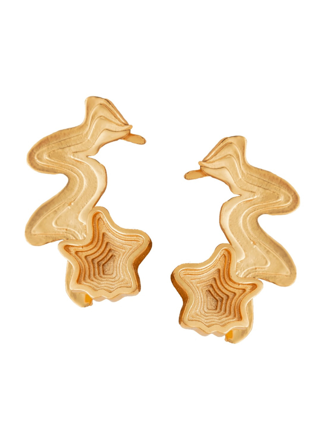 TANN TRIM Layered Stud Ear-Cuff 22 Kt Gold Plated Ear Cuff