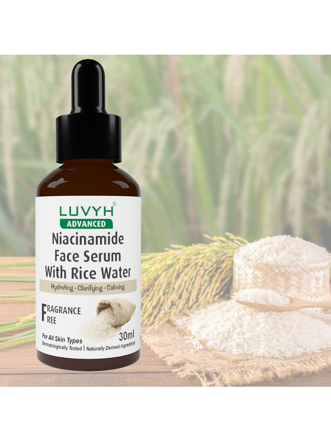 LUVYH Niacinamide Fragrance-Free Face Serum with Rice Water - 30 ml