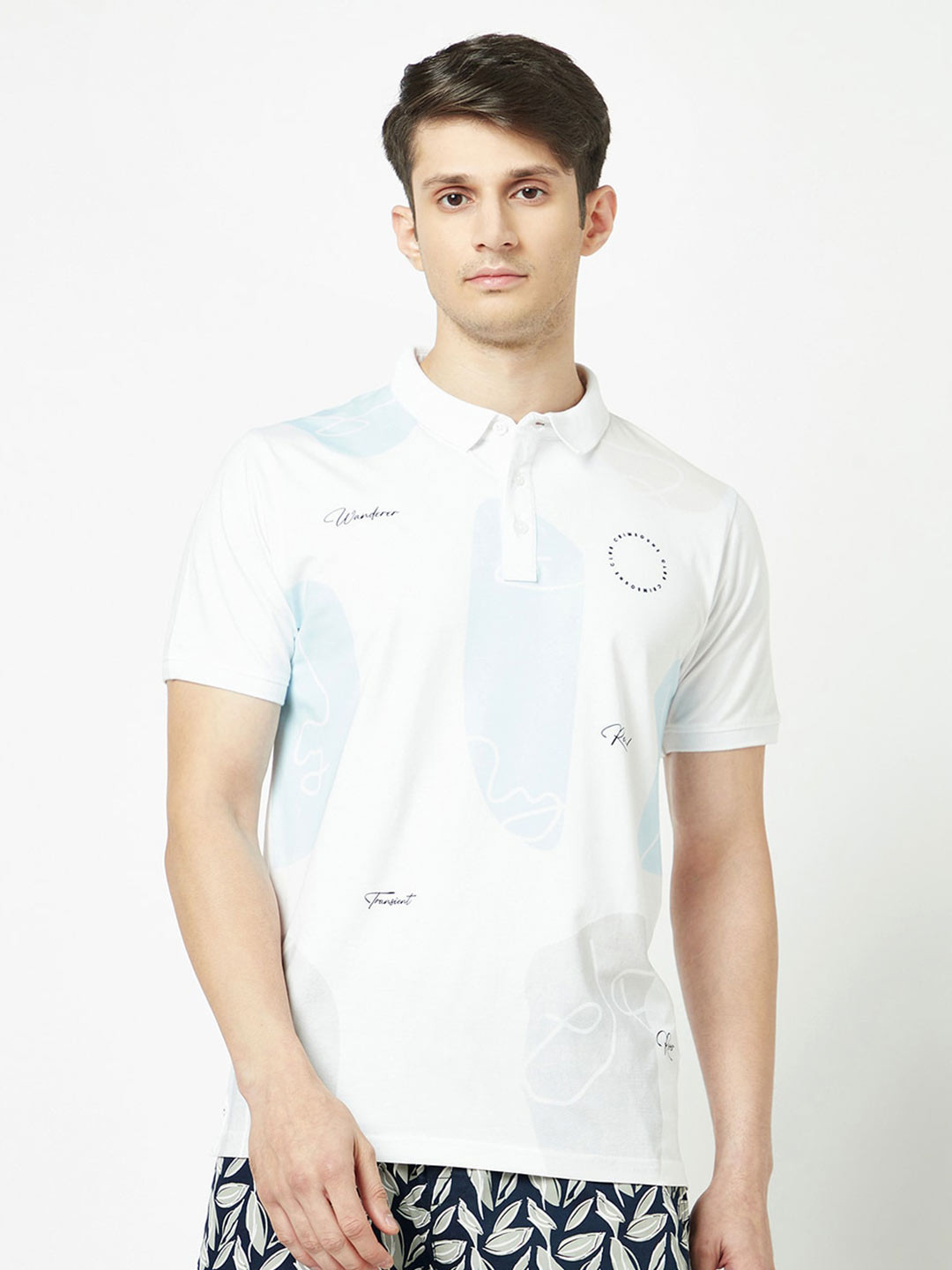 Crimsoune Club Abstract Printed Polo Collar Basketball T-shirt