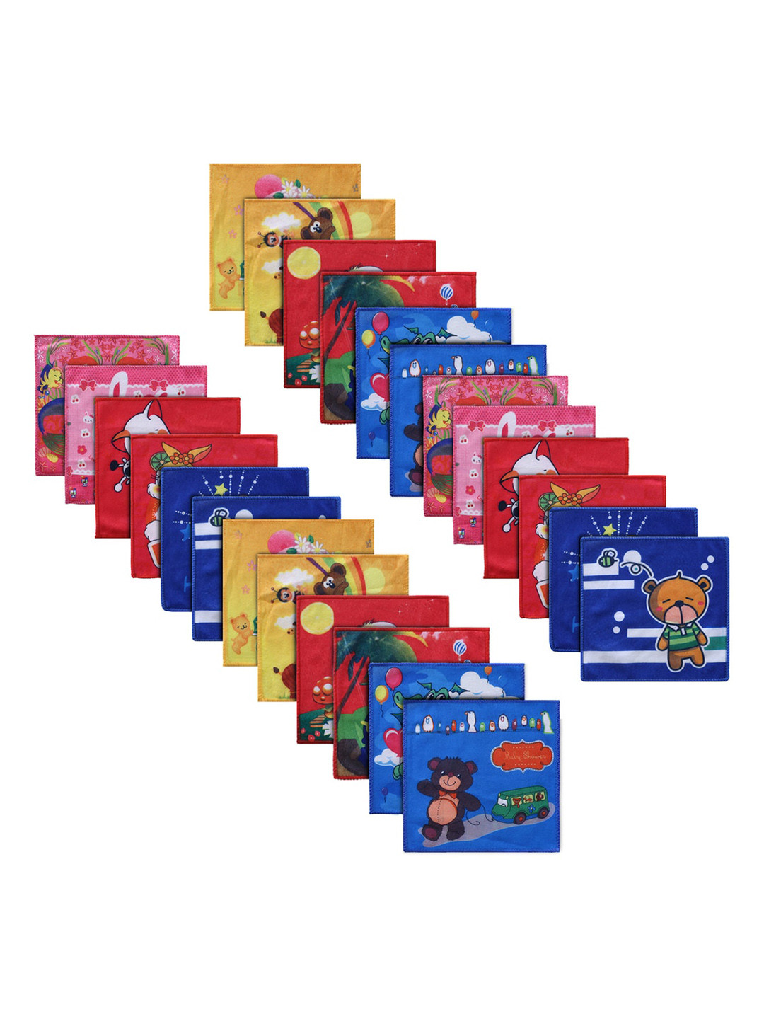 Kuber Industries Kids Pink & Red 24 Pieces Cotton Face Towels