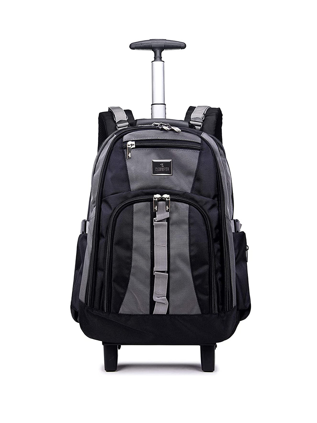 THE CLOWNFISH Tramp Colourblocked Water Resistant Hip Strap Two Wheel Backpack