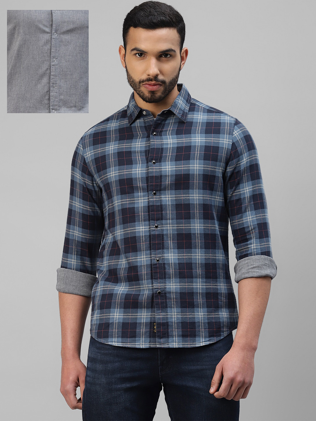 Royal Enfield Reversible Tartan Checked Slim Fit Cotton Casual Shirt