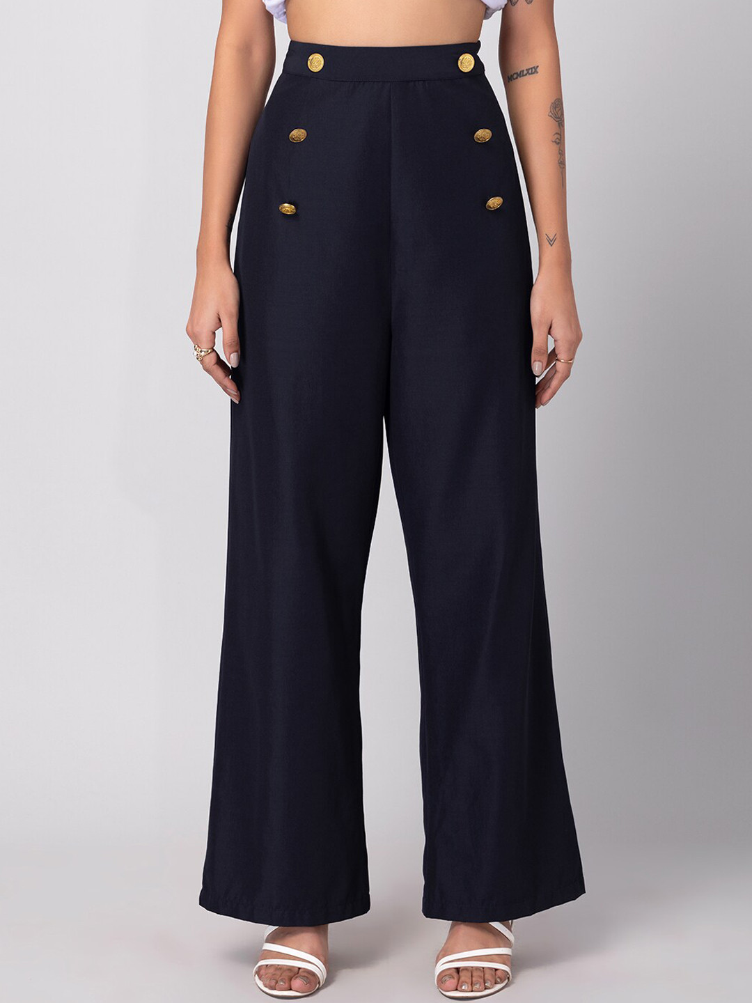 FabAlley Women Straight Fit High-Waist Parallel Trousers