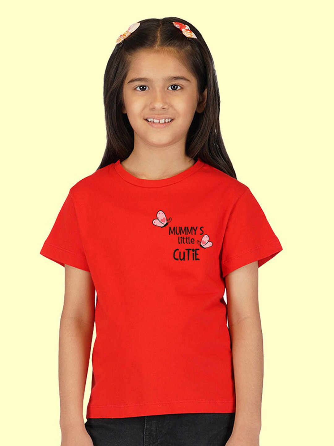 NUSYL Girls Mummy's Little Cutie Printed Applique T-shirt