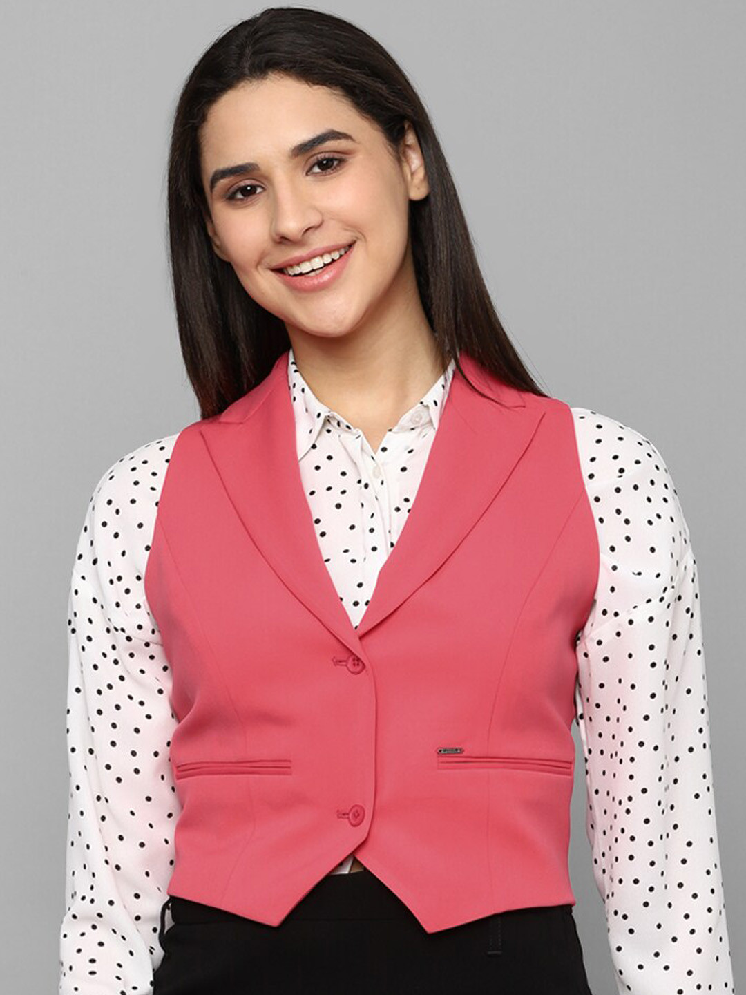 Allen Solly Woman Notched Lapel Woven Waistcoat