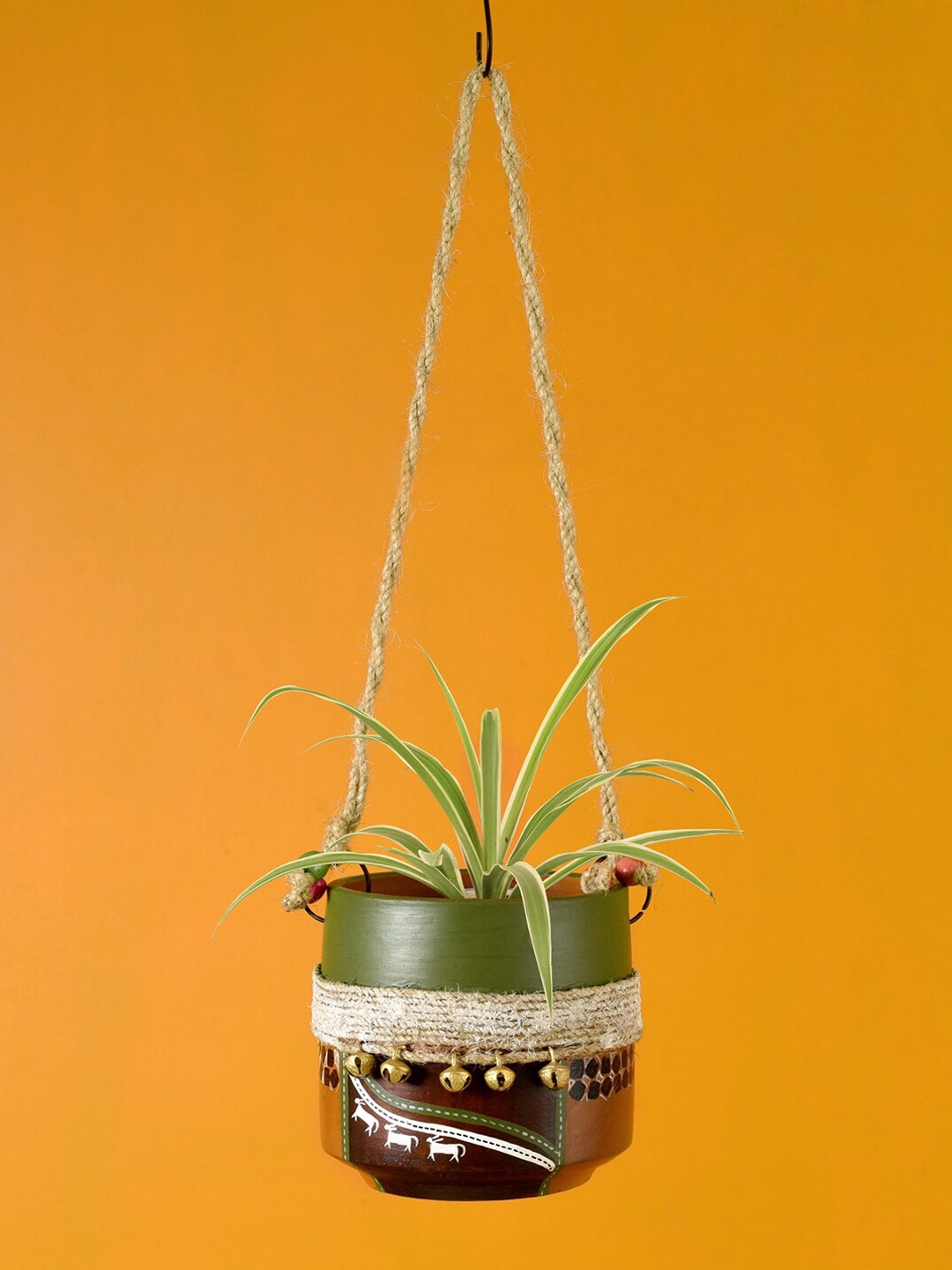 Blue Pig Earthen Planter on a Round Wall Hook - Aakriti Art Creations