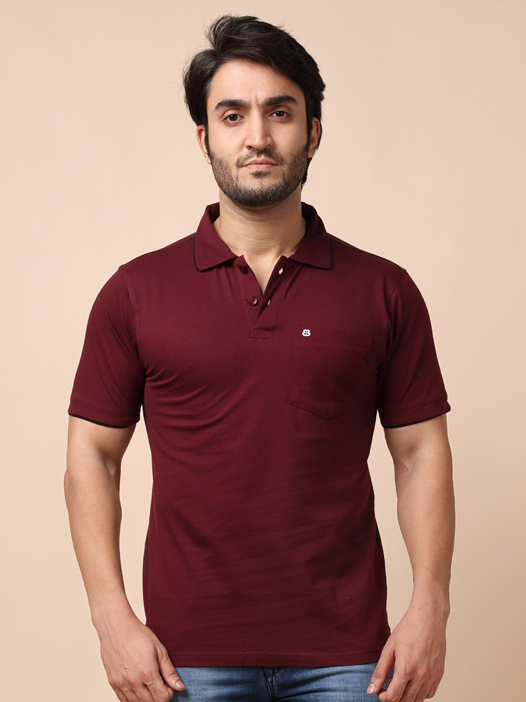 berry blues Polo Collar Pure Cotton T-shirt
