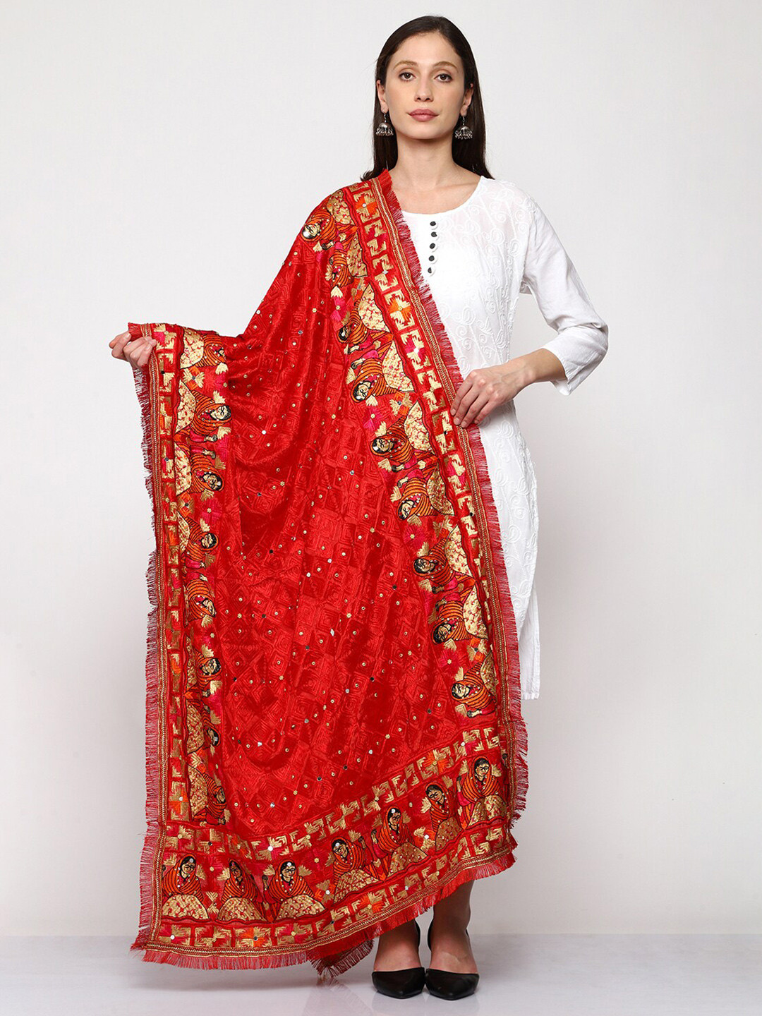 SWI Stylish Embroidered Phulkari Dupatta