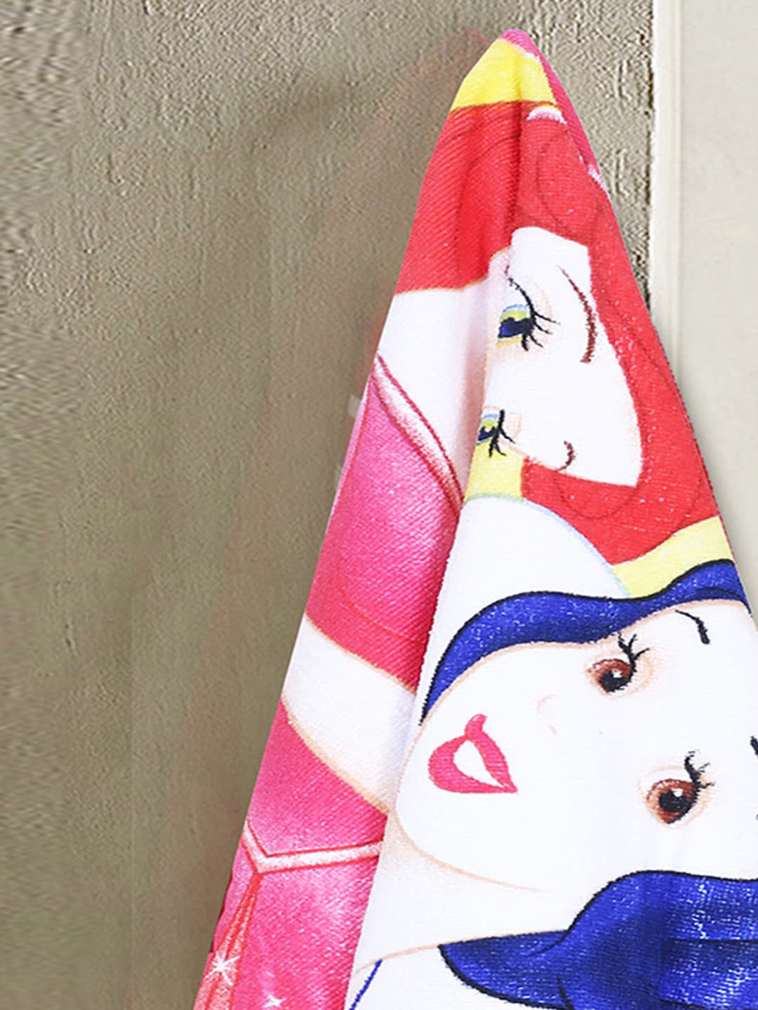 Kuber Industries Kids Pink & Yellow 2 Pieces Cotton Printed 120 GSM Bath Towels
