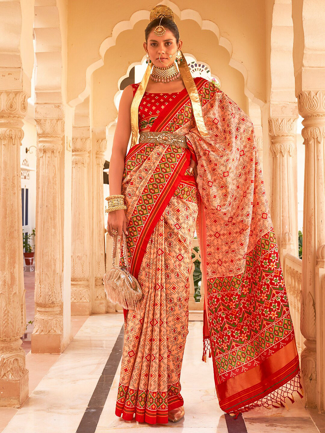 Anouk Ethnic Motifs Ikat Saree