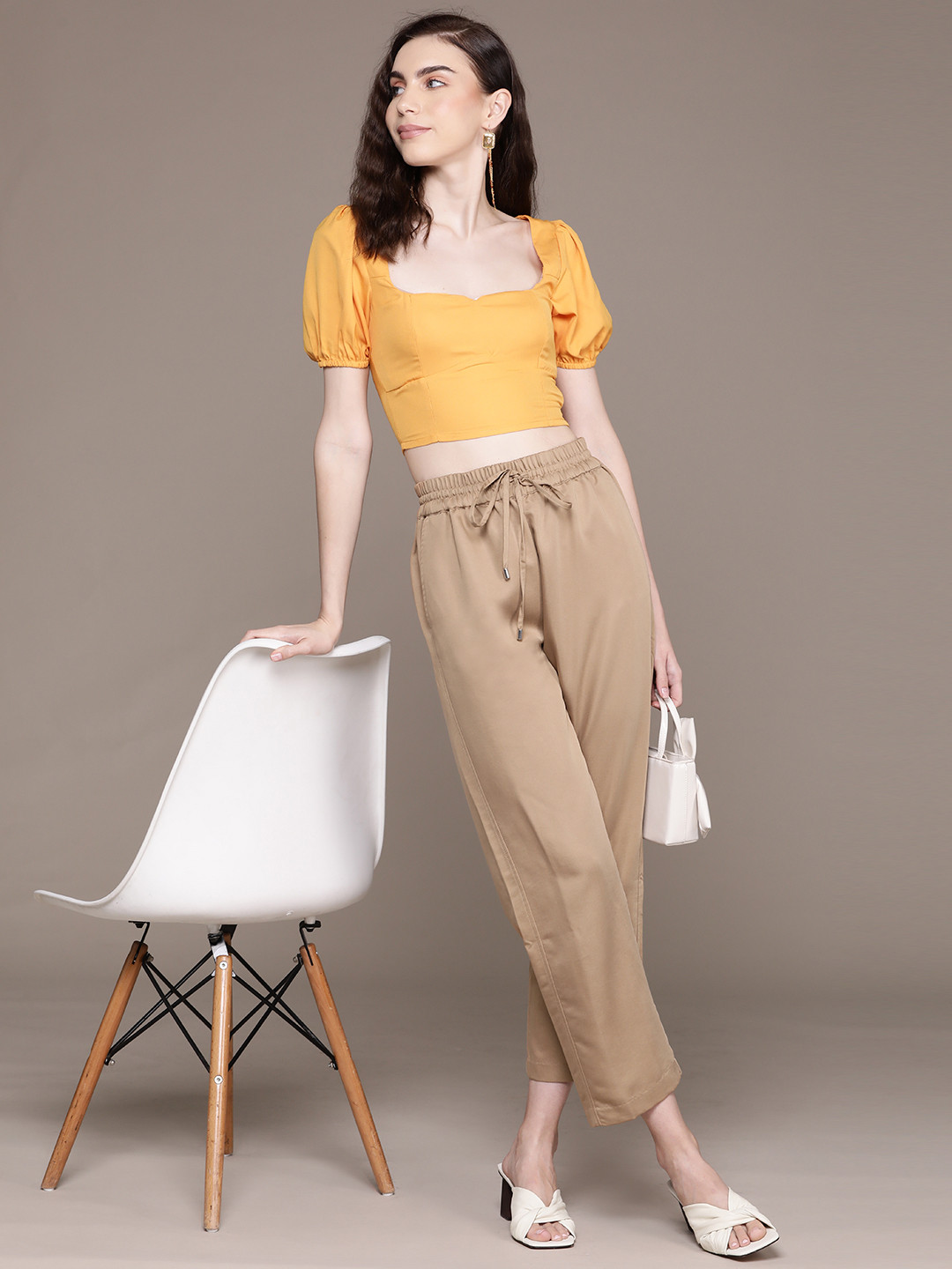 Label Ritu Kumar Relaxed Straight Leg Cropped Straight Fit Trousers