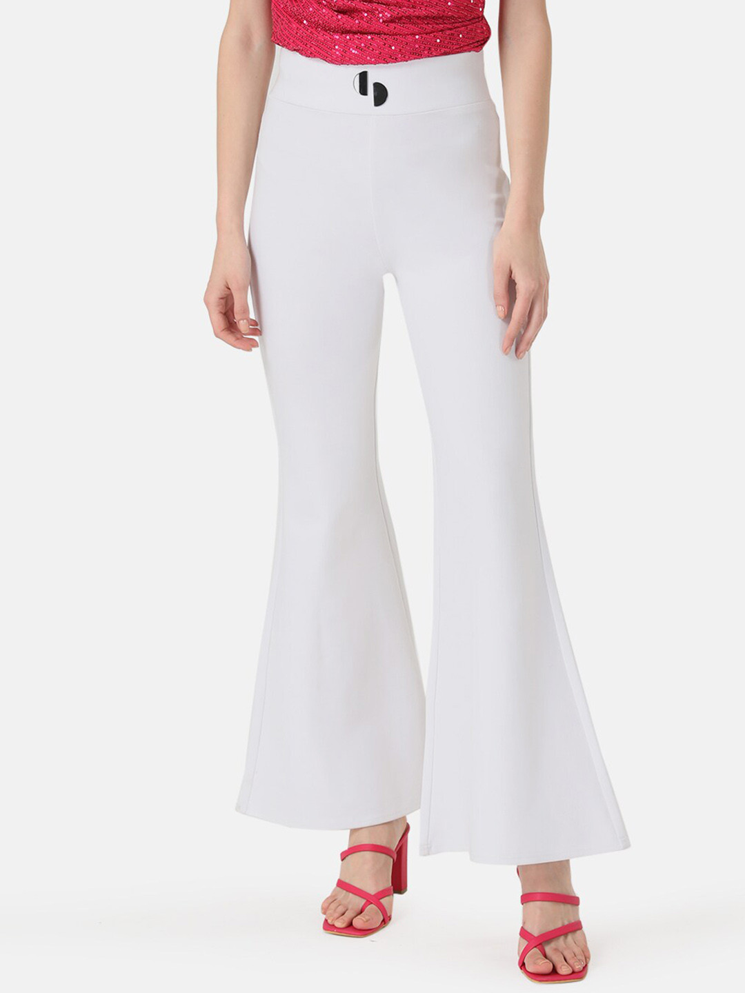 Kazo Flat-Front High-Rise Bootcut Trousers
