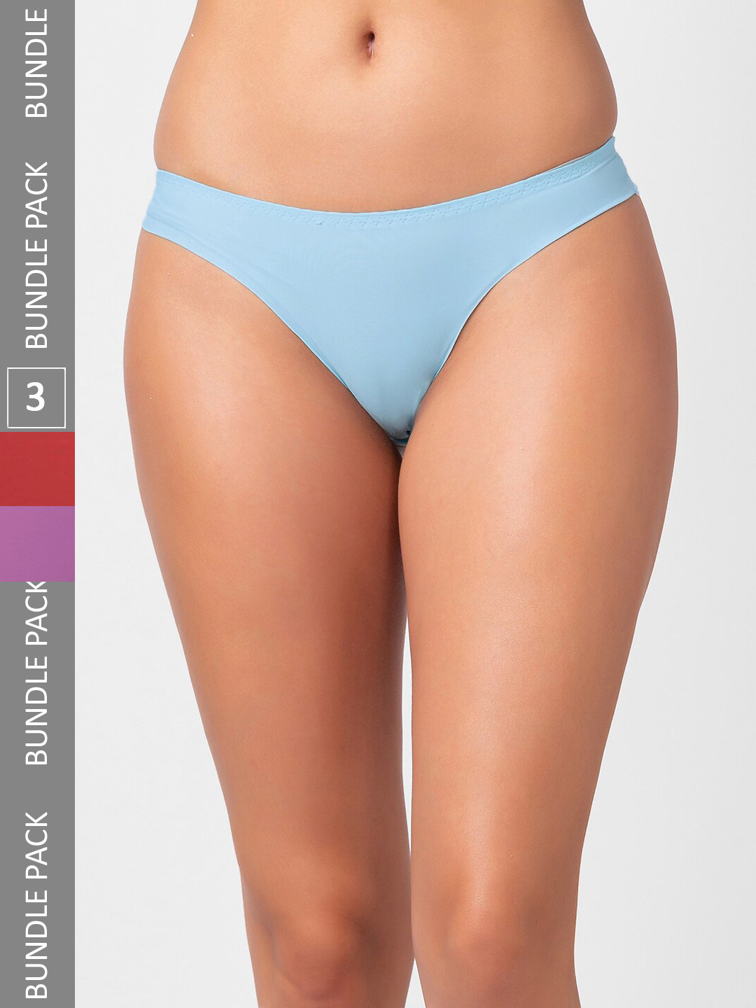 NOIRA Women Pack Of 3 Assorted Anti-Microbial Thongs Briefs