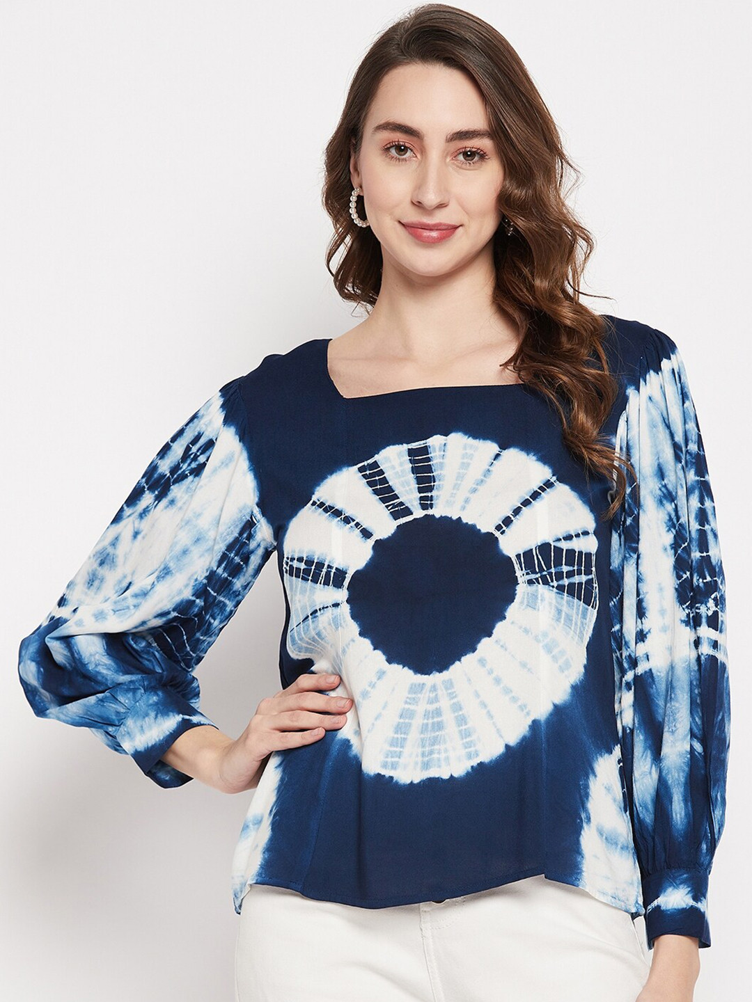 Ruhaans  Tie and Dyed Bishop Sleeves Regular Top