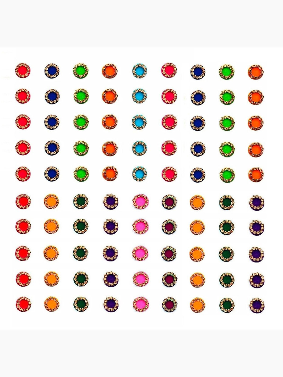 VAMA Women Multicoloured Kumkum Round White Stone Embellished Bridal Bindis Stickers
