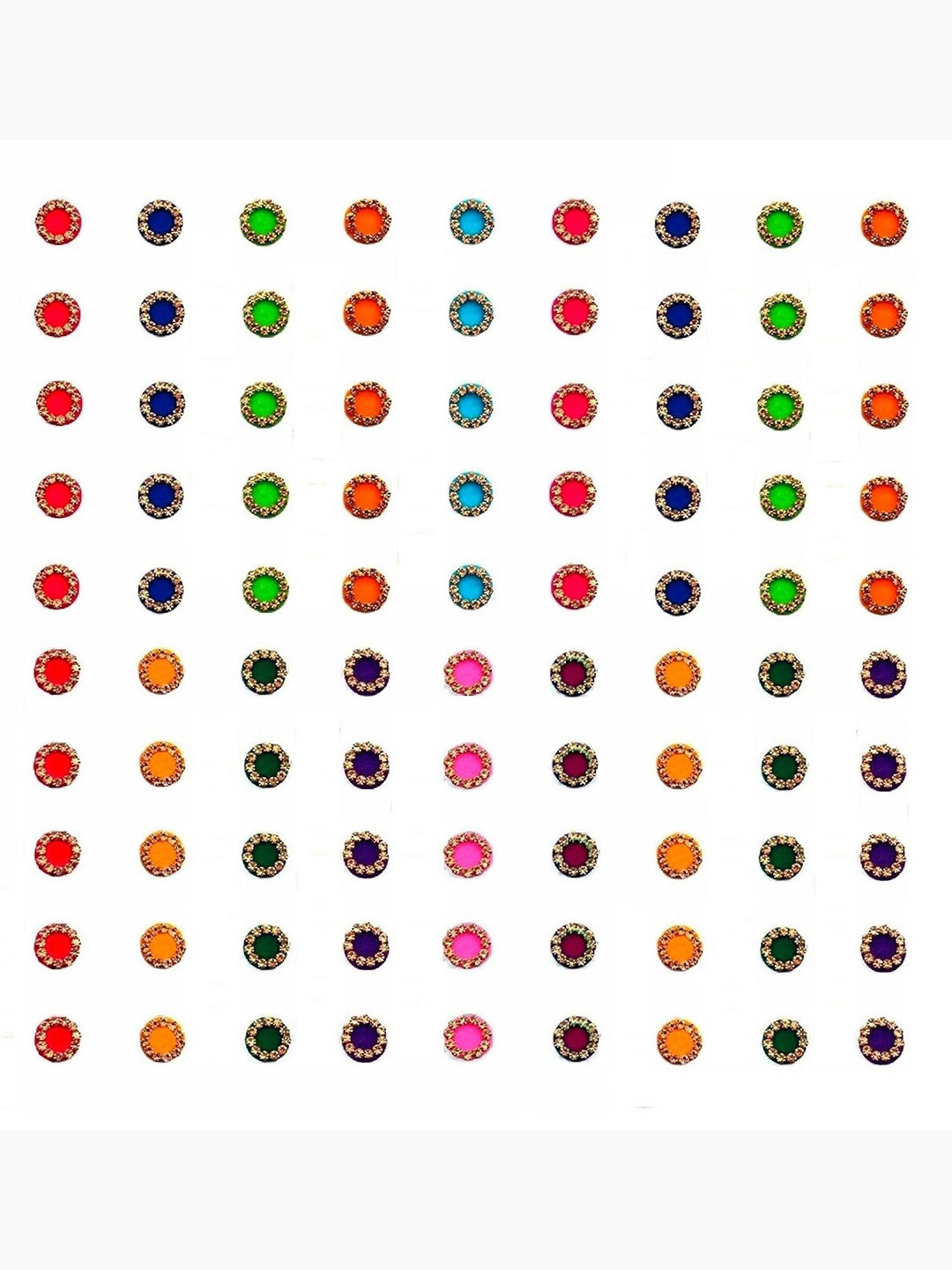 VAMA Women Pack of 10 Multicoloured Kumkum Stone Bindis Stickers