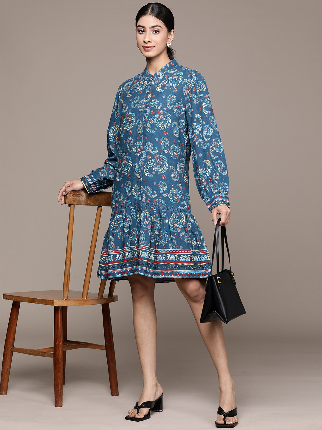Label Ritu Kumar Floral Print A-Line Dress With Inner