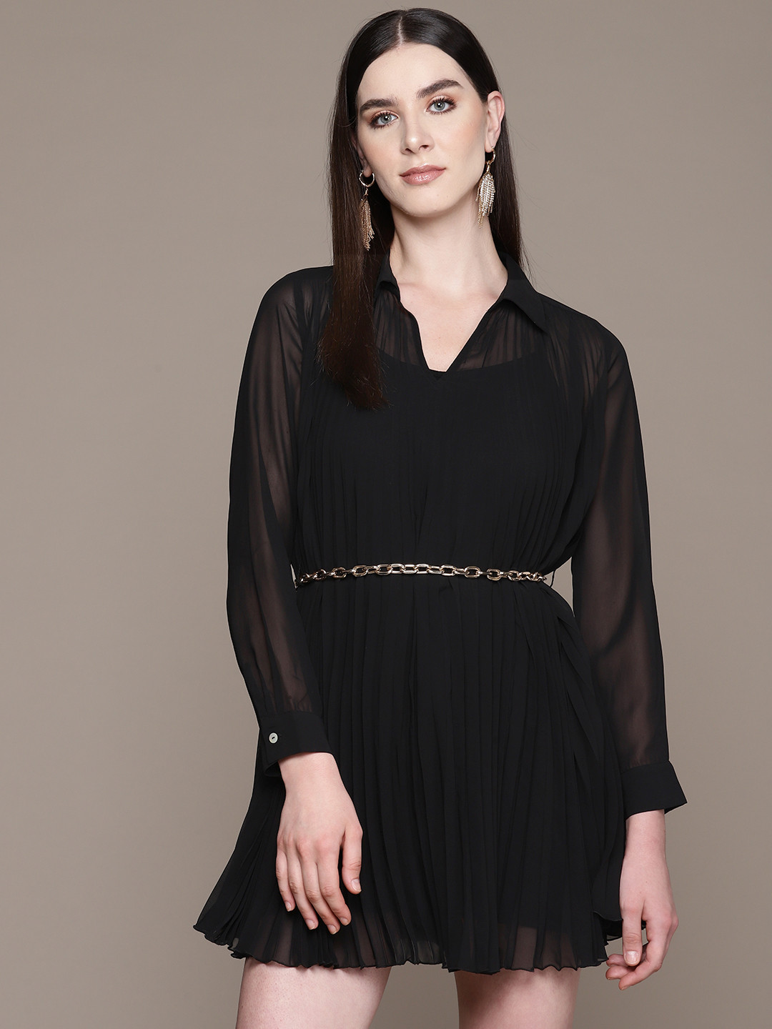 Label Ritu Kumar Georgette A-Line Mini Dress & Camisole