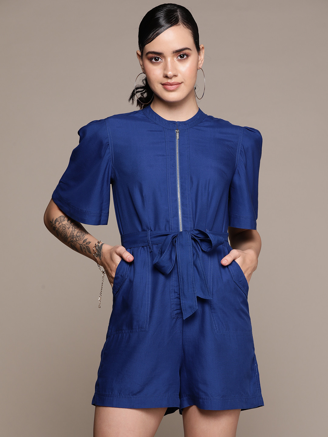 Label Ritu Kumar Waist Tie-Ups Tencel Jumpsuit
