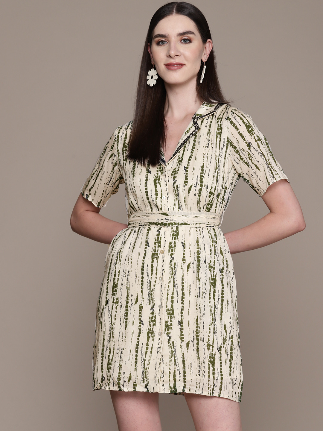 Label Ritu Kumar Printed Shirt Mini Dress