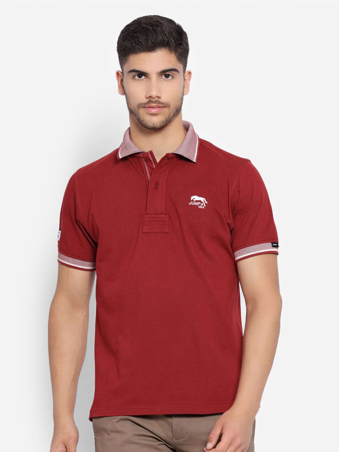 JUMP USA Polo Collar Short Sleeves Pure Cotton T-shirt