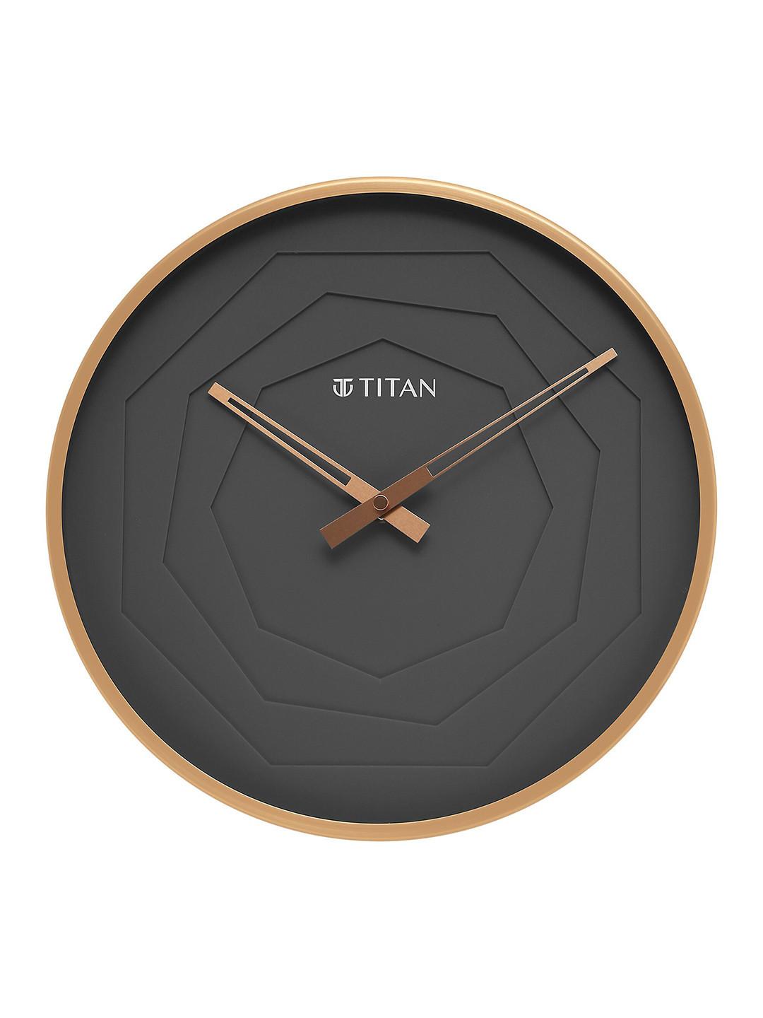 Titan Rose Gold & Grey Textured Contemporary Metallic Analogue Wall Clock