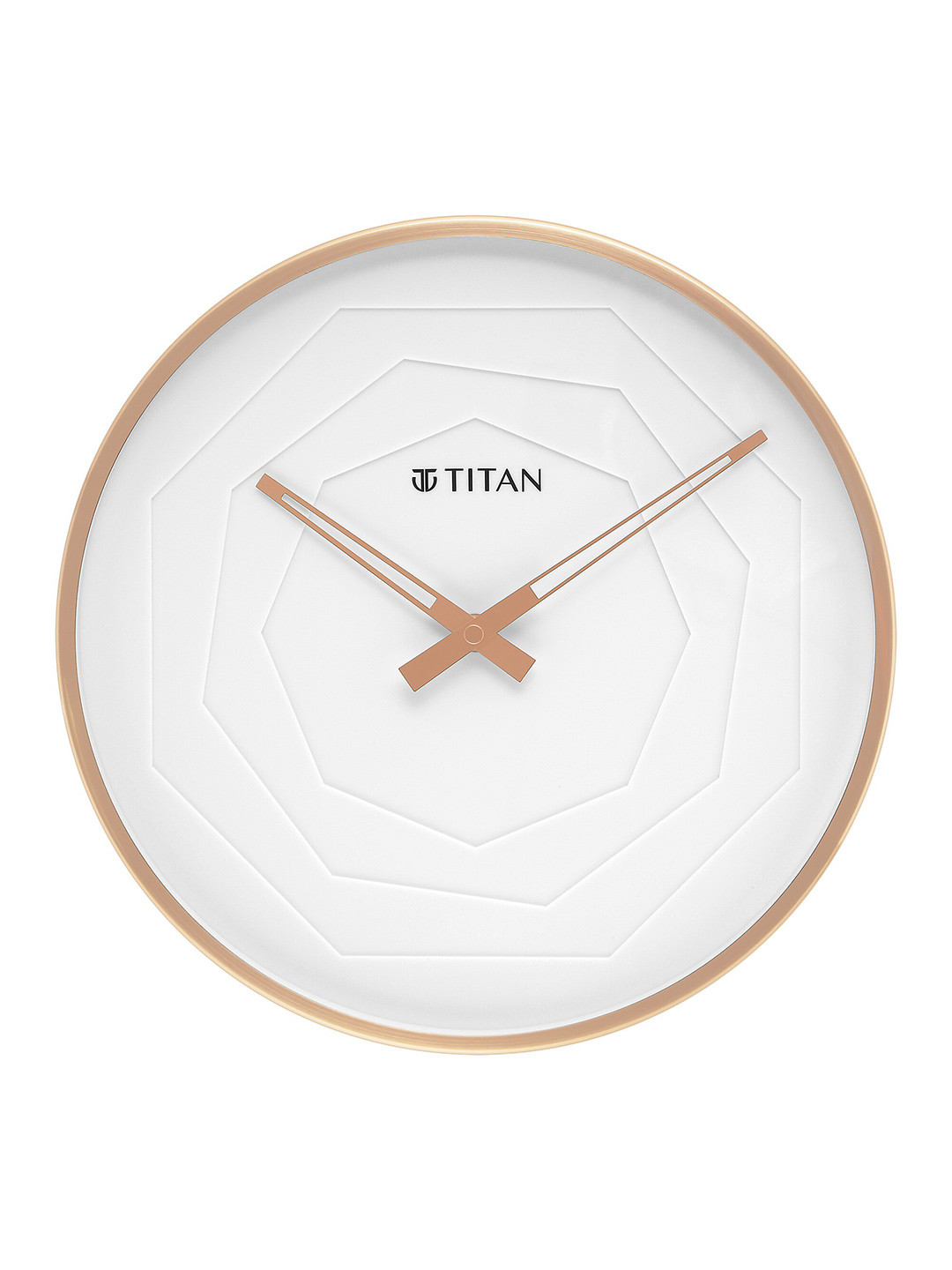 Titan Rose Gold & White Textured Contemporary Metallic Analogue Wall Clock