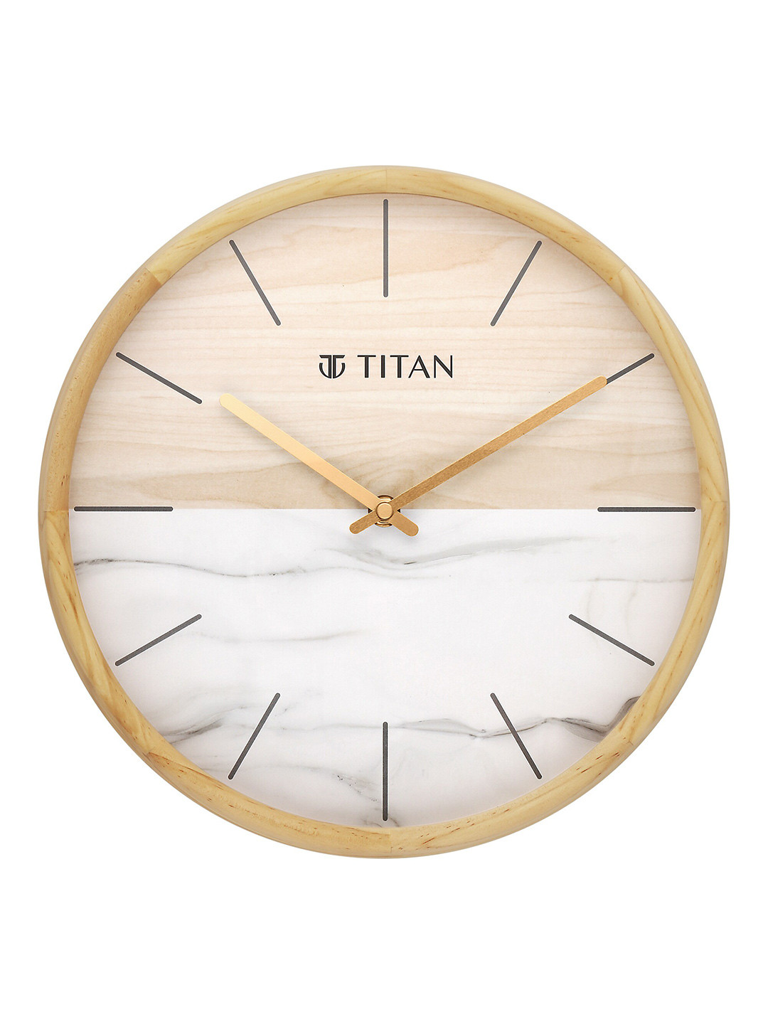 Titan Brown & White Textured Contemporary Wooden Analogue Wall Clock