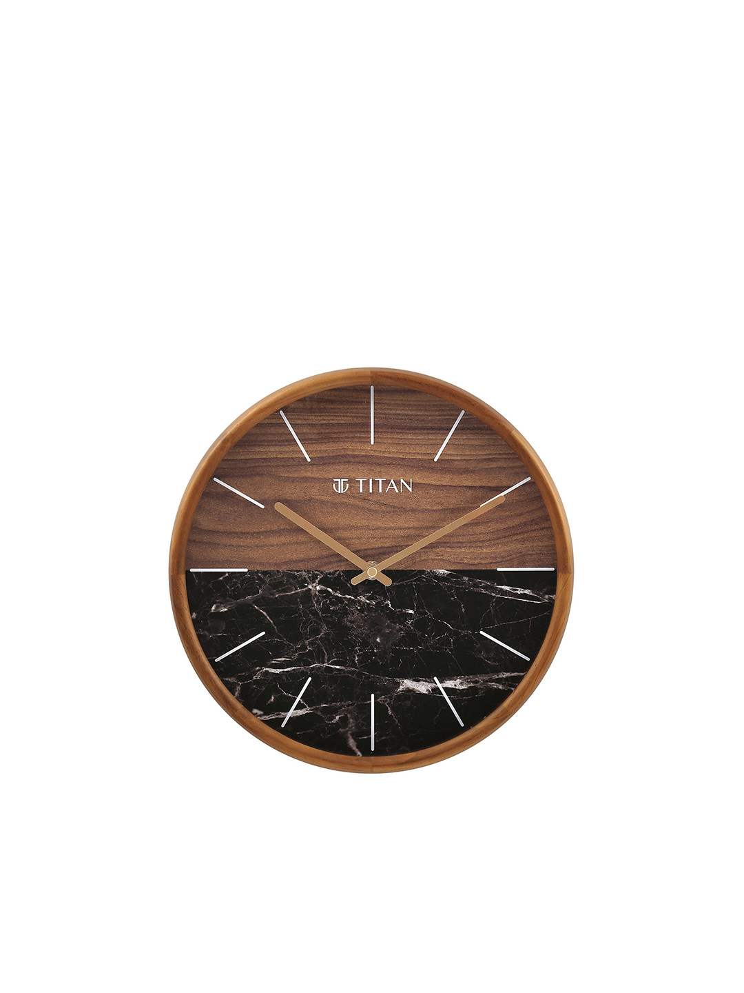 Titan Brown & Black Textured Contemporary Wooden Analogue Wall Clock