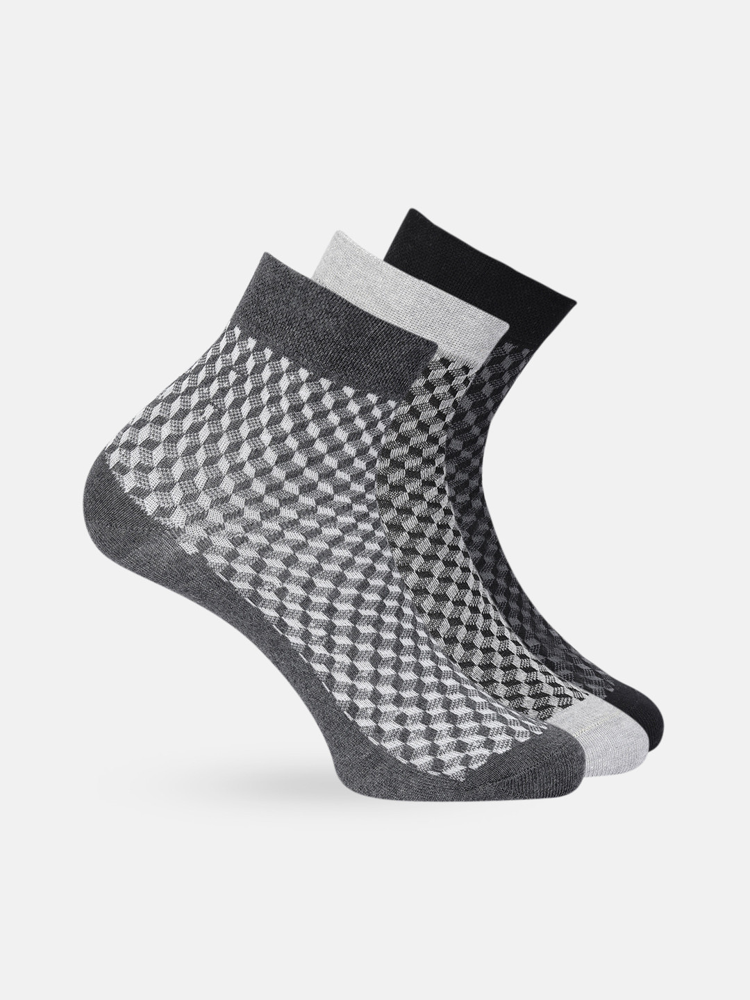 Mast & Harbour Men Set of 3 Patterned Cotton Above Ankle Length Socks