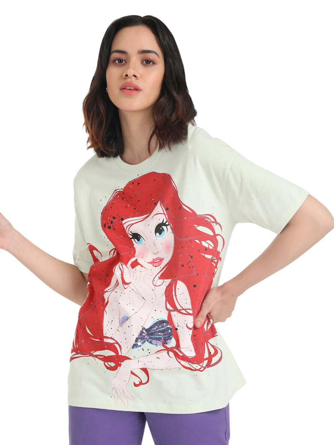 Kazo Ariel Printed Drop Shoulder Sleeves Loose fit Disney T-shirt