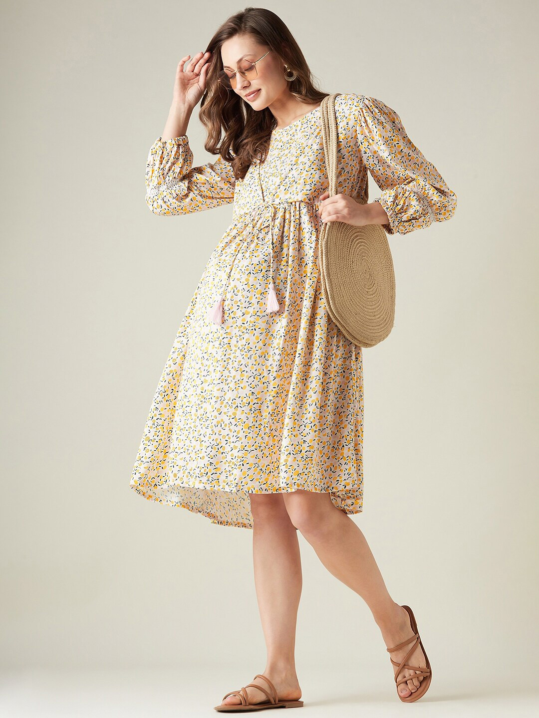 The Kaftan Company Floral Print Maternity Empire Dress